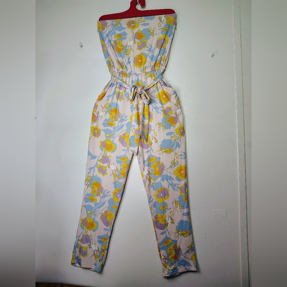 Rachel Pally strapless jumpsuit,pink With yellow flowers,pockets,modal,sz XS. - Picture 6 of 16